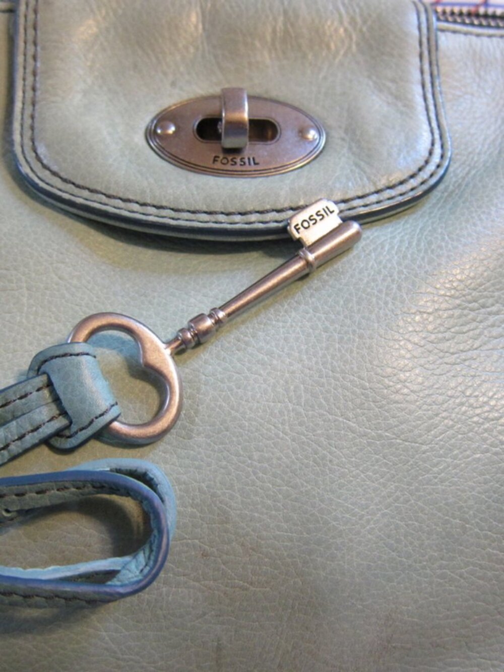 Fossil Leather Turquoise Crossbody Bag